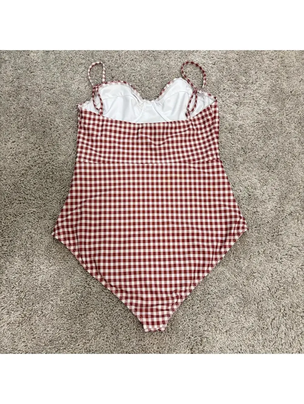 Reformation Red Gingham One Piece Swimsuit Women’s Size M Retro Beachy Vacation - Picture 2 of 6